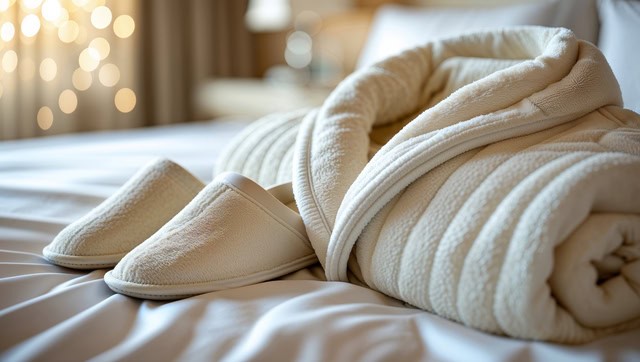 Classic white hotel bathrobe
