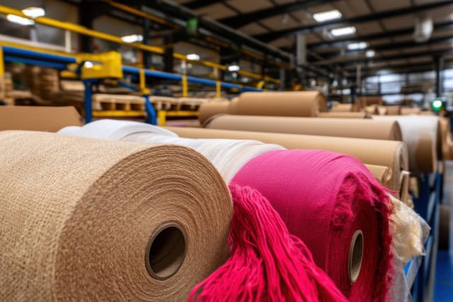 Export packaging with barcode and textile bundles
