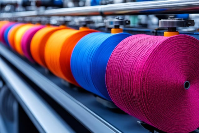 Branded textile labels stitched into fabric